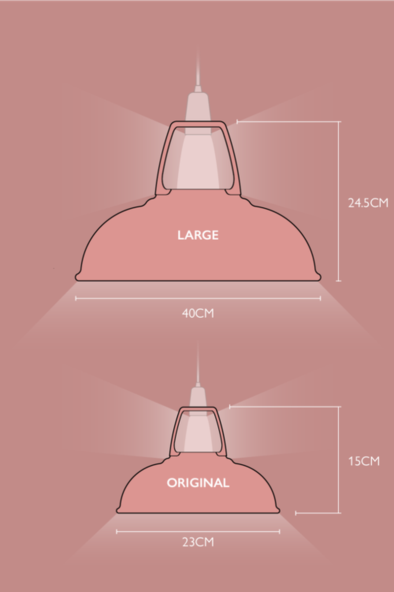 Coolicon Large 1933 Design takpendel E27 - Powder Pink - Industrielt oppheng-Takpendler-Coolicon-CL02-PNK+SK02-E27-IND-Lightup.no