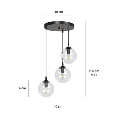 Cosmo rondell takpendel 3 lys - Svart/Røykfarget-Takpendler-Emibig-712/3PREM-Lightup.no