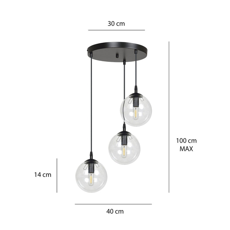 Cosmo rondell takpendel 3 lys - Svart/Røykfarget-Takpendler-Emibig-712/3PREM-Lightup.no