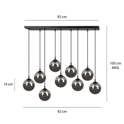 Cosmo takpendel 9 lys - Svart/Amberfarget-Takpendler-Emibig-713/9-Lightup.no