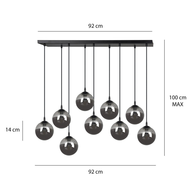 Cosmo takpendel 9 lys - Svart/Amberfarget-Takpendler-Emibig-713/9-Lightup.no