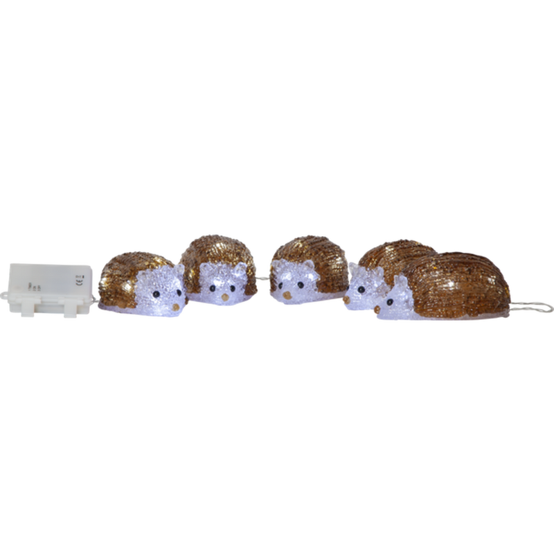 Crystalo 5 stk piggsvin dekorasjonsslynge 130 cm utendørs IP44 - Batteridrevet med timer-Julebelysning dekor og pynt ute-Star Trading-587-22-Lightup.no