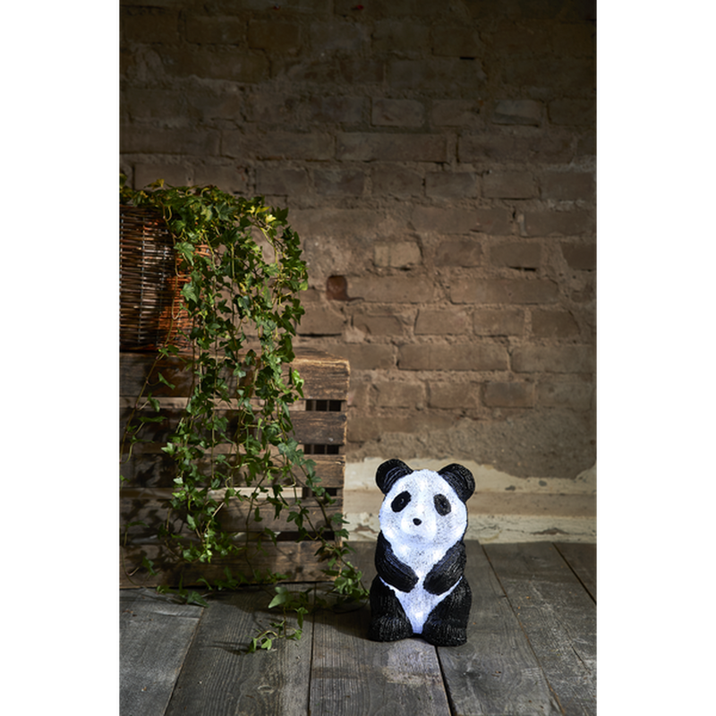 Crystalo Panda 27 cm 20 LED IP44 - Svart/Hvit-Utebelysning Hagebelysning-Star Trading-583-41-Lightup.no