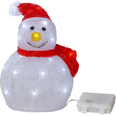 Crystalo snømann dekorasjon 25 cm utendørs IP44 - Batteridrevet med timer-Julebelysning dekor og pynt ute-Star Trading-587-18-Lightup.no