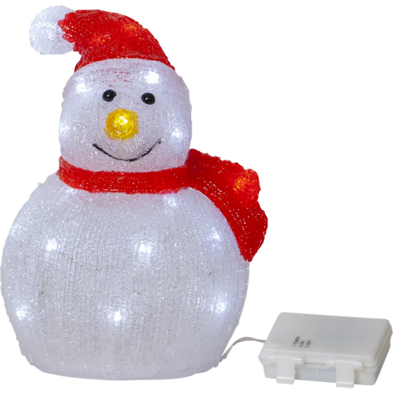 Crystalo snømann dekorasjon 25 cm utendørs IP44 - Batteridrevet med timer-Julebelysning dekor og pynt ute-Star Trading-587-18-Lightup.no