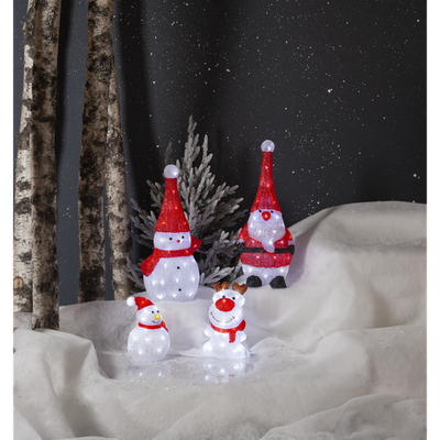 Crystalo snømann dekorasjon 25 cm utendørs IP44 - Batteridrevet med timer-Julebelysning dekor og pynt ute-Star Trading-587-18-Lightup.no