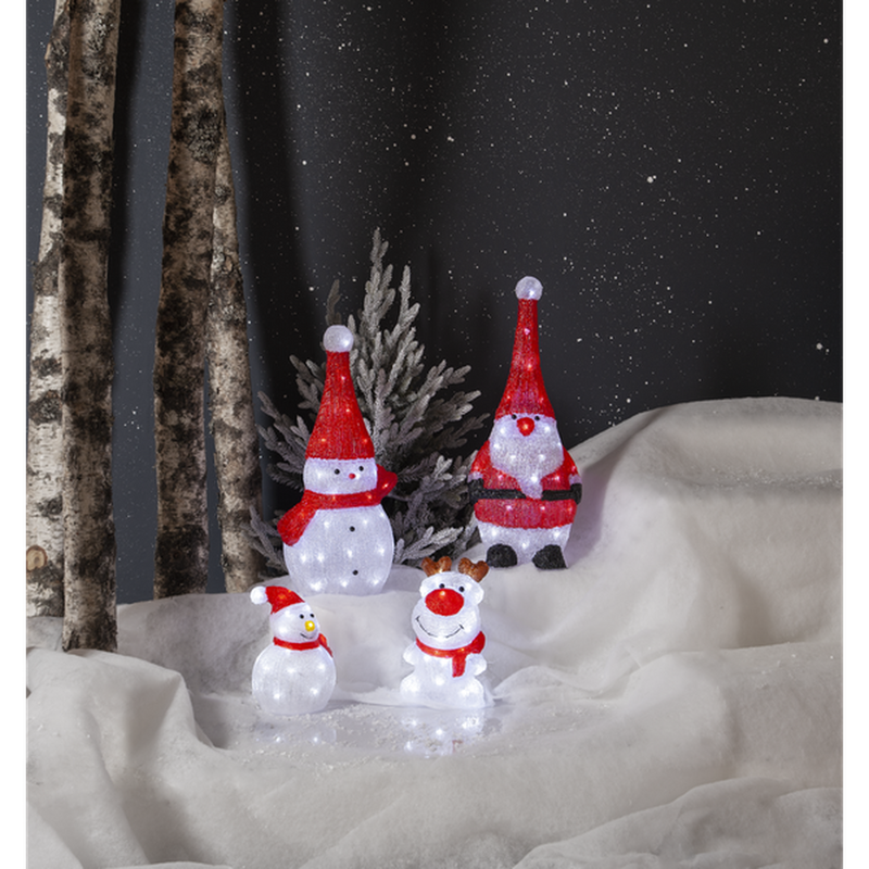 Crystalo snømann dekorasjon 25 cm utendørs IP44 - Batteridrevet med timer-Julebelysning dekor og pynt ute-Star Trading-587-18-Lightup.no