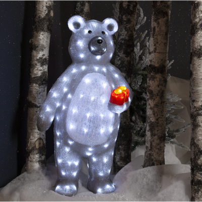 Crystalo stående bamse 89 cm utendørs IP44 150 lys-Julebelysning dekor og pynt ute-Star Trading-587-11-Lightup.no
