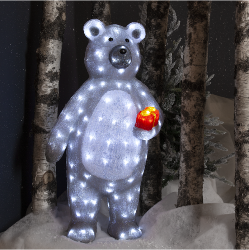 Crystalo stående bamse 89 cm utendørs IP44 150 lys-Julebelysning dekor og pynt ute-Star Trading-587-11-Lightup.no