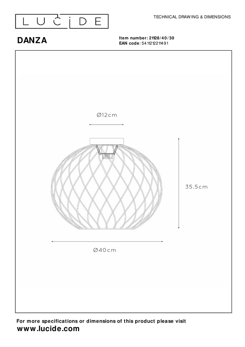 Danza taklampe 40 cm-Taklamper-Lucide-Svart-LC21128/40/30-Lightup.no