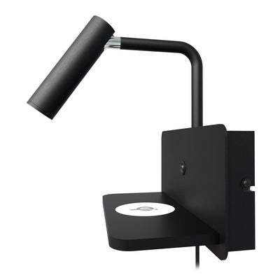 Davos vegglampe med Qi-trådløs ladeplate og USB - Svart-Vegglamper-Design by Grönlund-4511-05-Lightup.no