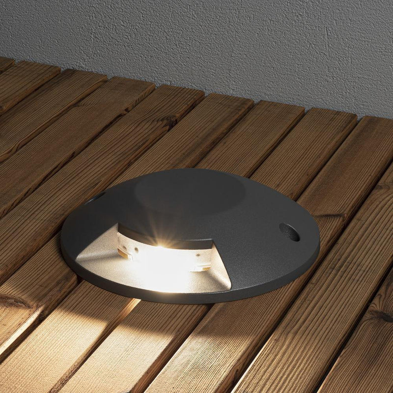 Decklight rund 1 vei utendørs IP65 5W- Antrasitt grå-Utebelysning uplight-Konstsmide-7880-370-Lightup.no