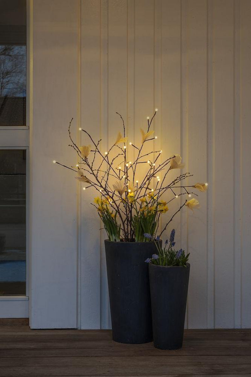 Dekorasjonskvist 100 cm med Cherry lights IP44 utendørs - Hvit-Julebelysning dekor og pynt ute-Konstsmide-3369-100-Lightup.no