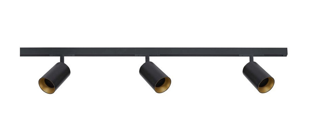 Designline Tube Pro komplett 1 meter spotskinne med 3 spotter GU10 - Svart-Spotskinner 230V-Antidark-Svart-3-311-10-2+4-311-01-2+2-312-01-2-Lightup.no