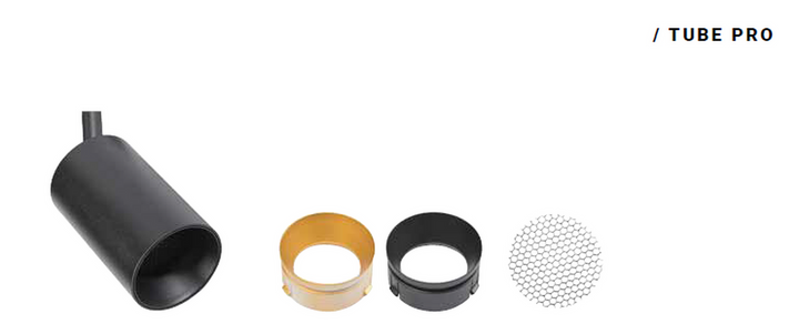 Designline Tube Pro komplett 1 meter spotskinne med 3 spotter GU10 - Svart-Spotskinner 230V-Antidark-Svart-3-311-10-2+4-311-01-2+2-312-01-2-Lightup.no