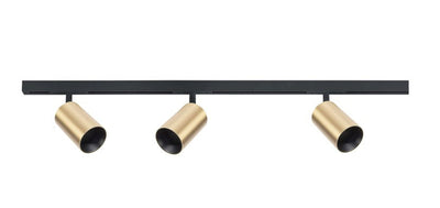 Designline Tube Pro komplett 1 meter spotskinne med 3 spotter GU10 - Svart/Messing-Spotskinner 230V-Antidark-3-311-10-2+4-311-01-2+2-312-01-4-Lightup.no