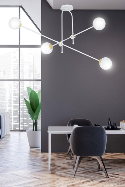 Diarf 4 taklampe - Hvit/Opal/Gullfarget-Taklamper-Emibig-1013/4-Lightup.no