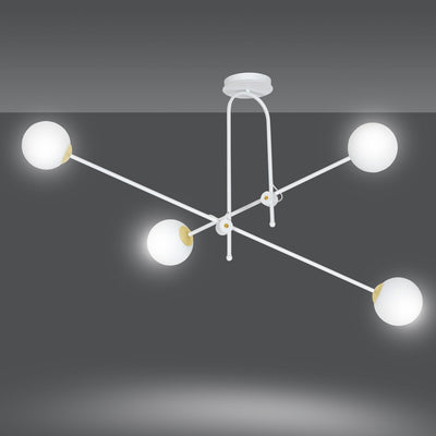 Diarf 4 taklampe - Hvit/Opal/Gullfarget-Taklamper-Emibig-1013/4-Lightup.no