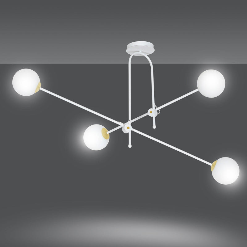 Diarf 4 taklampe - Hvit/Opal/Gullfarget-Taklamper-Emibig-1013/4-Lightup.no