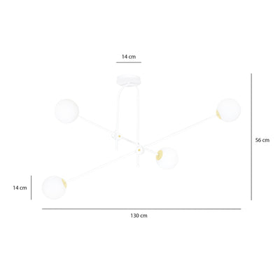 Diarf 4 taklampe - Hvit/Opal/Gullfarget-Taklamper-Emibig-1013/4-Lightup.no