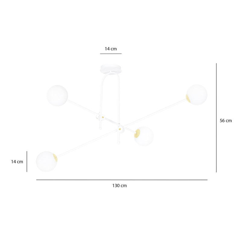 Diarf 4 taklampe - Hvit/Opal/Gullfarget-Taklamper-Emibig-1013/4-Lightup.no