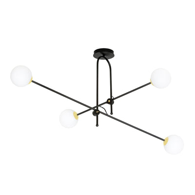 Diarf 4 taklampe - Svart/Opal/Gullfarget-Taklamper-Emibig-1012/4-Lightup.no