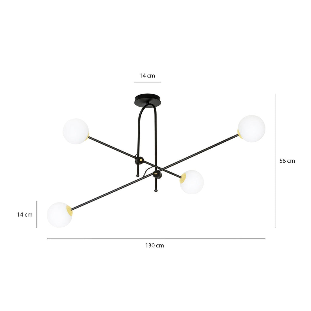 Diarf 4 taklampe - Svart/Opal/Gullfarget-Taklamper-Emibig-1012/4-Lightup.no