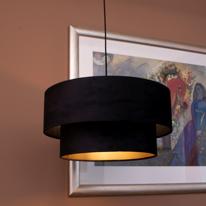 Double velour taklampe 40/30 cm - Svart farge-Takpendler-Scanlight-169267-Lightup.no