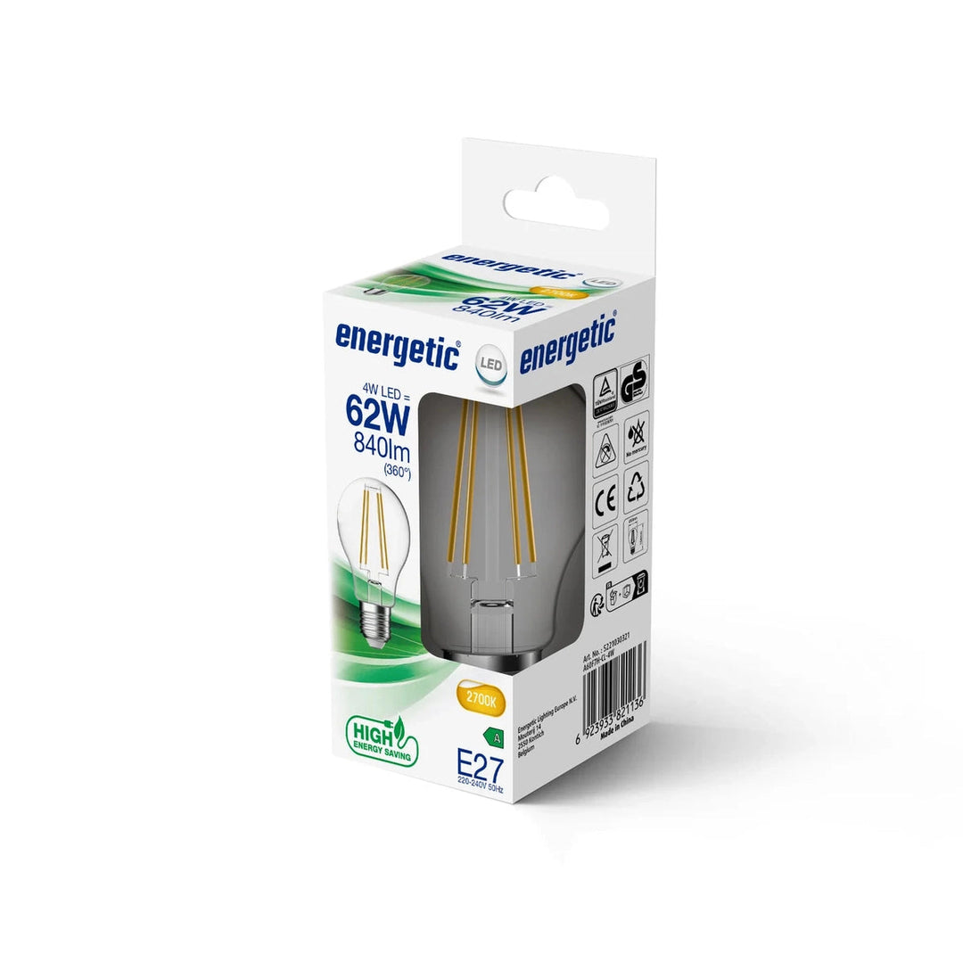E27 Filament 4W 2700K 840 lumen - Ikke dimbar-LED-pære E27 sokkel-Energetic-5221030321-Lightup.no