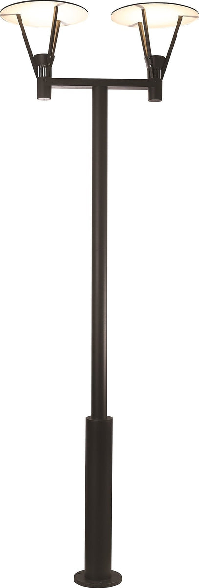 Eklof stolpe 220 cm utendørs IP54 2x14,3W LED - Antrasitt grå-Utebelysning stolpe-Malmbergs-9977102-Lightup.no