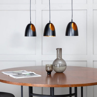 Elda takpendel 3 lys - Svart/Kobber-Takpendler-Venture Home-15533-888-Lightup.no