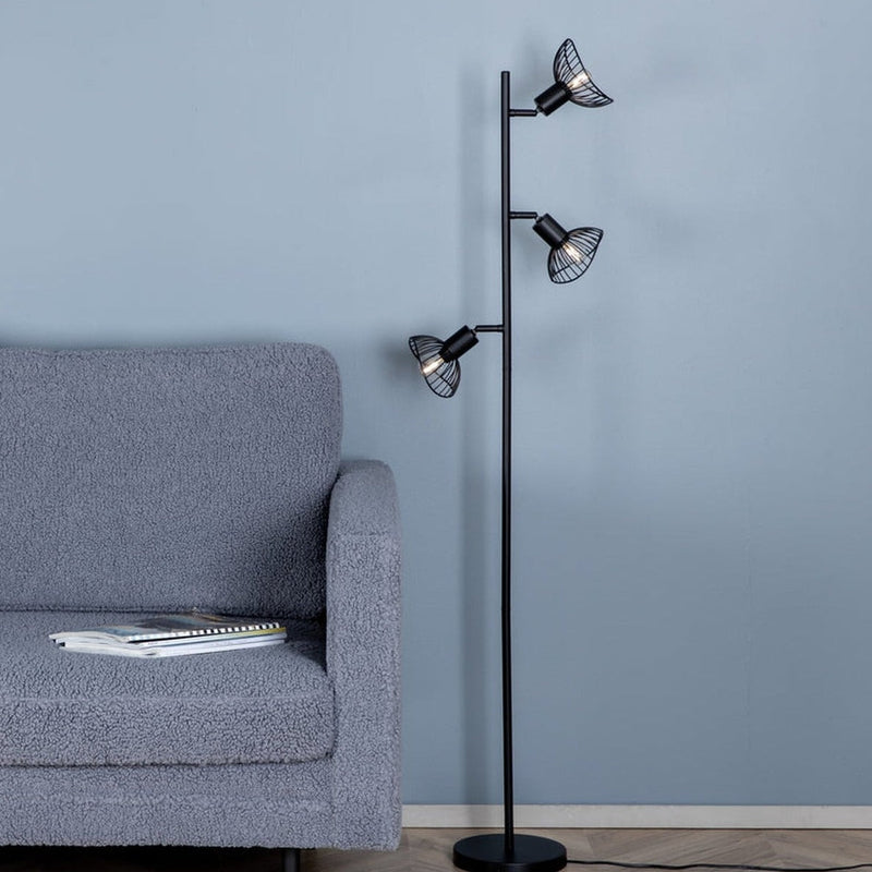 Elsa gulvlampe 3 lys 138 cm - Svart-Gulvlamper-Venture Home-15528-888-Lightup.no