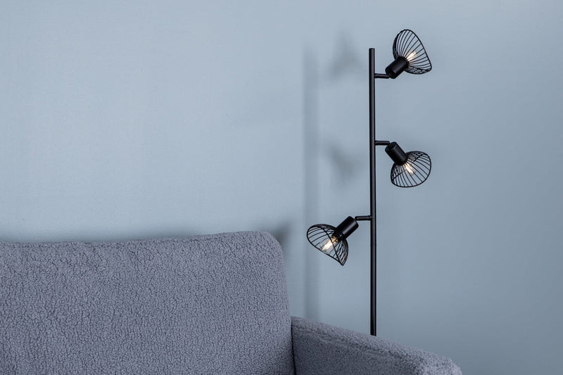 Elsa gulvlampe 3 lys 138 cm - Svart-Gulvlamper-Venture Home-15528-888-Lightup.no