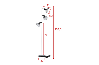 Elsa gulvlampe 3 lys 138 cm - Svart-Gulvlamper-Venture Home-15528-888-Lightup.no