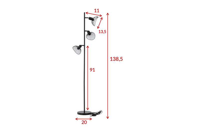 Elsa gulvlampe 3 lys 138 cm - Svart-Gulvlamper-Venture Home-15528-888-Lightup.no