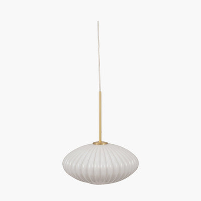 Emilia takpendel 30 cm ribbet glass - Opal/Messingfarget-Takpendler-Pacific Lifestyle-35-324-Lightup.no