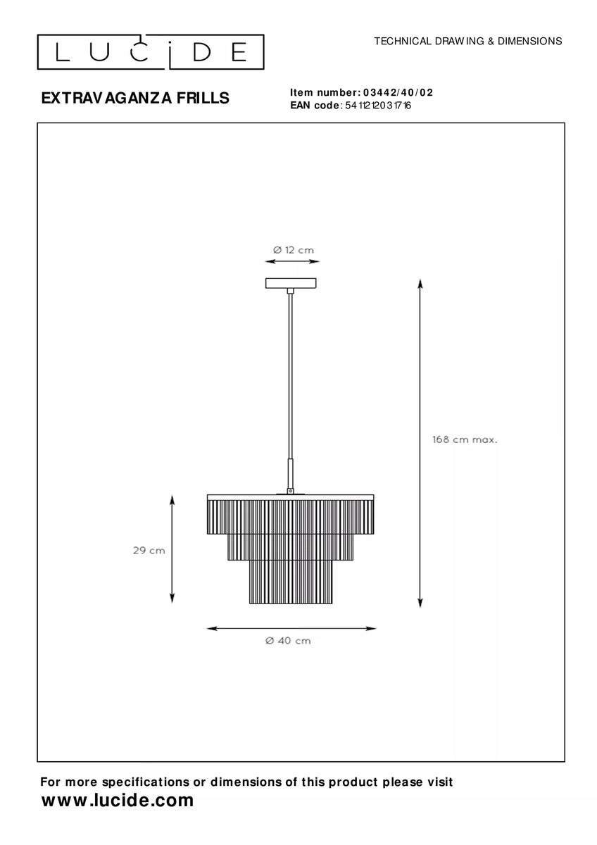 Extravaganze Frills takpendel 40 cm - Matt Gull/Messingfarget/Svart-Takpendler-Lucide-LC03442/40/02-Lightup.no