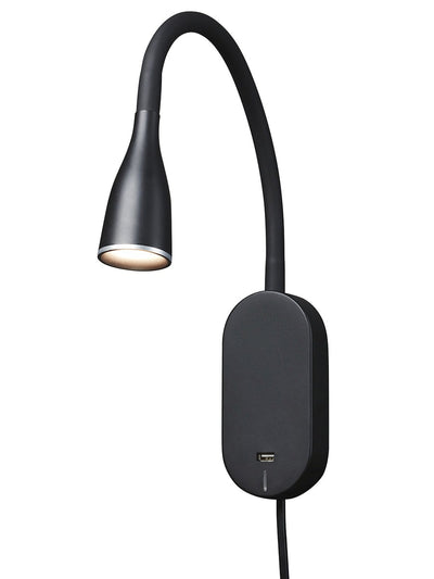 Eye vegglampe 5 watt dimbar m/ USB - Svart-Vegglamper-Nielsen Light-NL-380420-Lightup.no