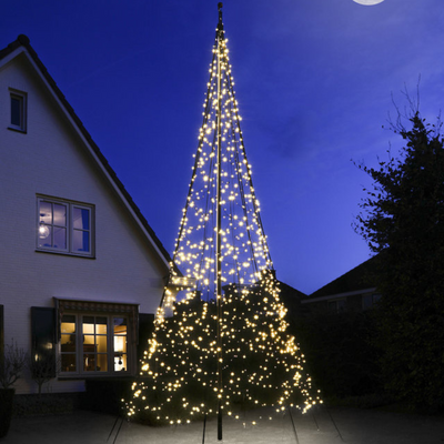 Fairybell 6 m flaggstang julebelysning m/stang - 1200 LEDlys-Julebelysning juletrelys ute-Fairybell-FANL-600-1200-02-EU+FA-P-02-enkel-Lightup.no