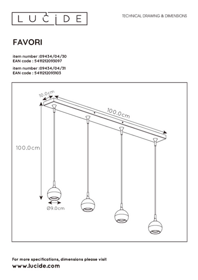 Favori takpendel 4 - Hvit-Takpendler-Lucide-LC09434/04/31-Lightup.no
