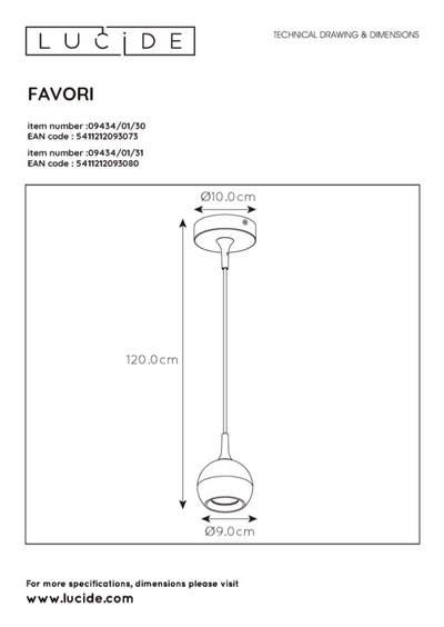 Favori takpendel - Hvit/Messing-Takpendler-Lucide-LC09434/01/31-Lightup.no