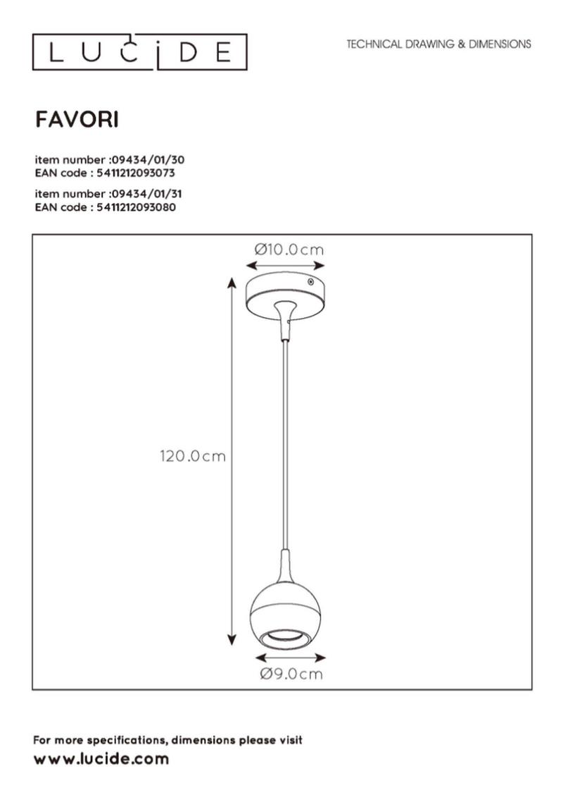 Favori takpendel - Hvit/Messing-Takpendler-Lucide-LC09434/01/31-Lightup.no