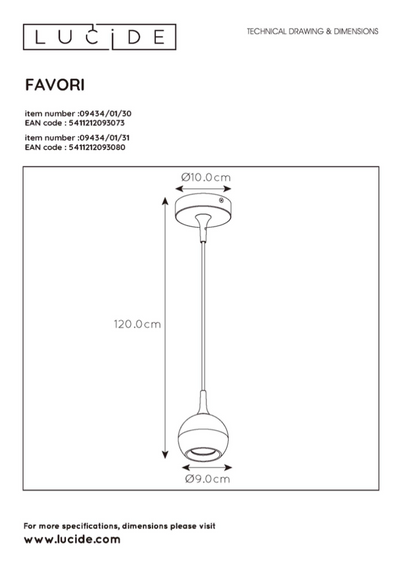 Favori takpendel - Svart/Messing-Takpendler-Lucide-LC09434/01/30-Lightup.no