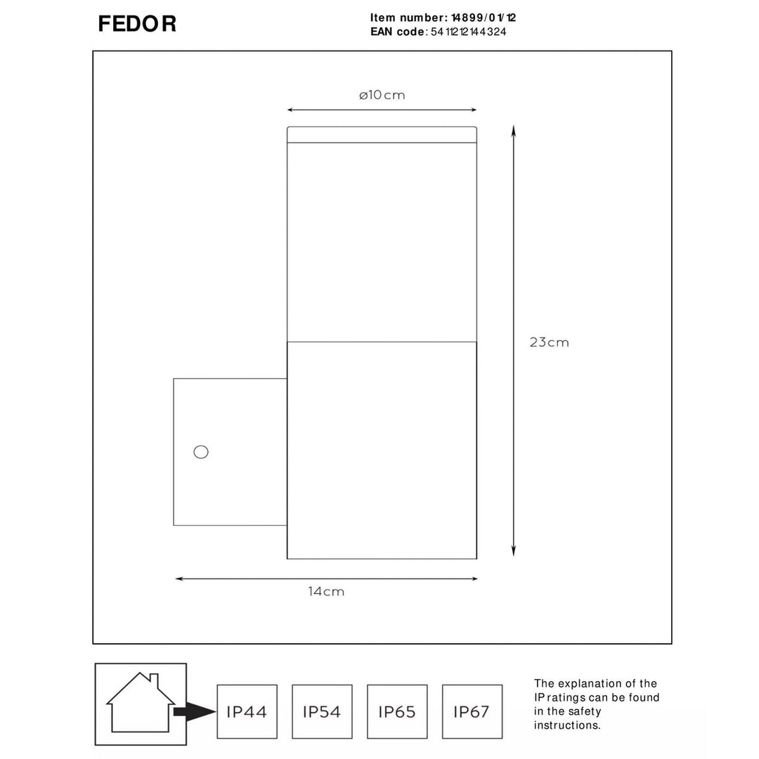 Fedor vegglampe utendørs IP44 E27 - Stål-Utebelysning vegg klassisk-Lucide-lc14899/01/12-Lightup.no