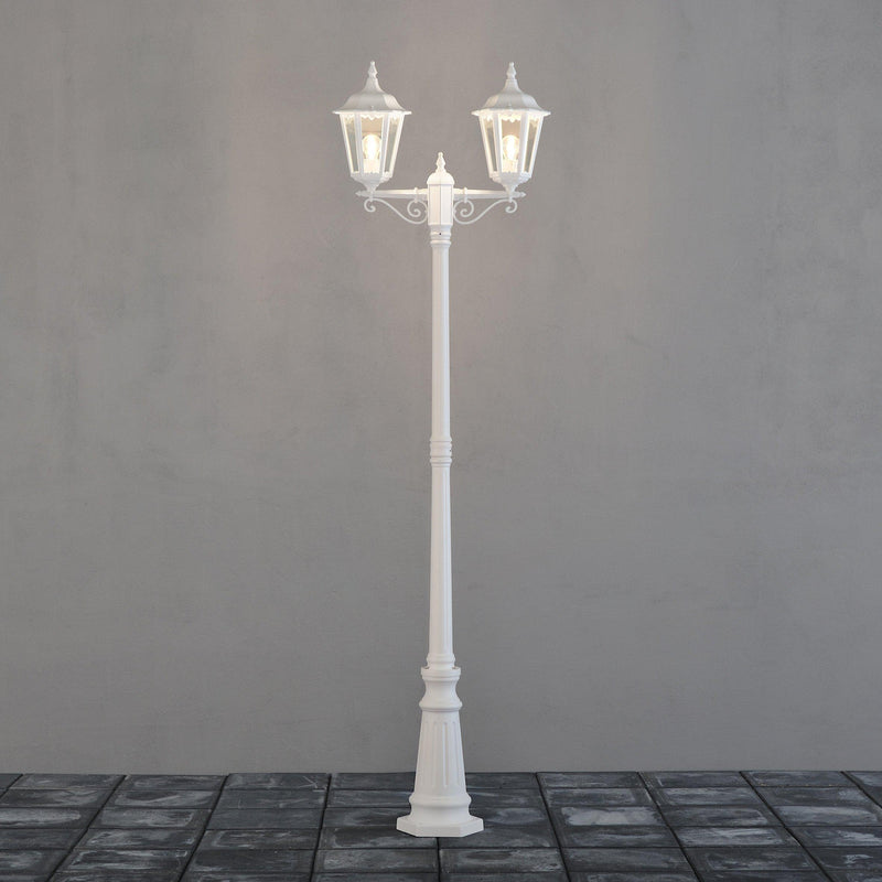 Firenze 2-arm stolpe - Hvit 220cm-Utebelysning stolpe-Konstsmide-7234-250-Lightup.no