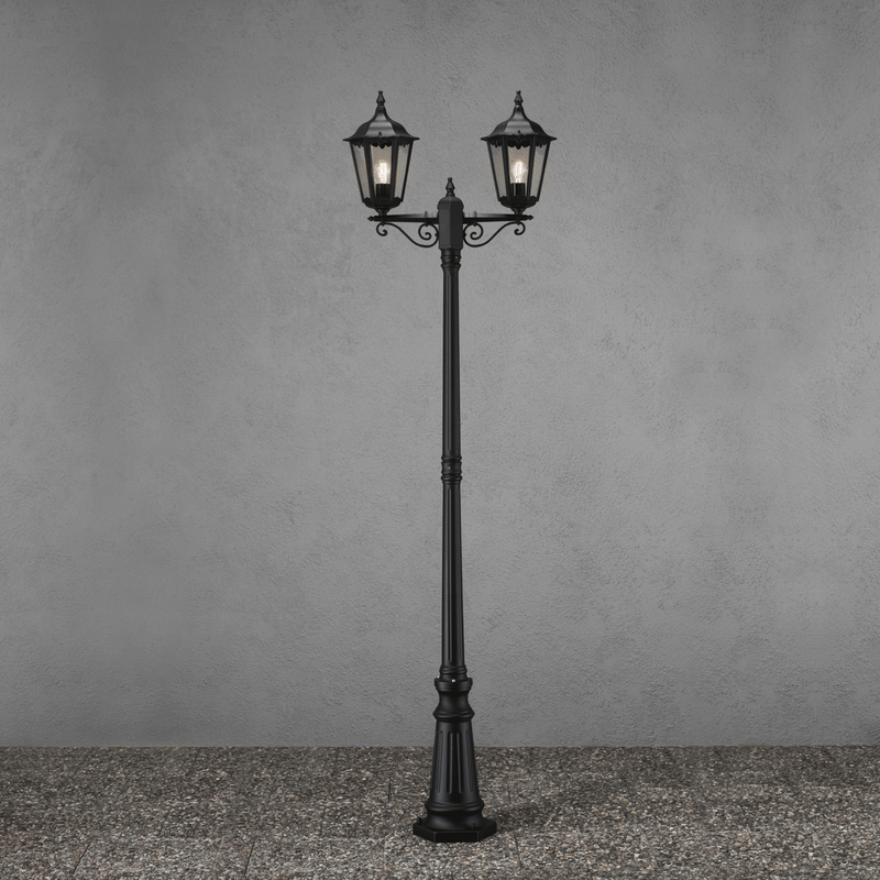 Firenze 2-arm stolpe - Svart 220cm-Utebelysning stolpe-Konstsmide-7234-750-Lightup.no