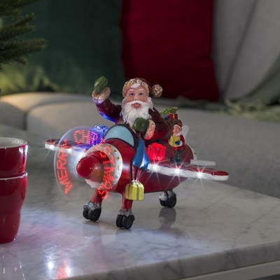 Fly med propell Merry Christmas nisse - Batteridrevet-Julebelysning dekor og pynt-Konstsmide-4200-000-Lightup.no