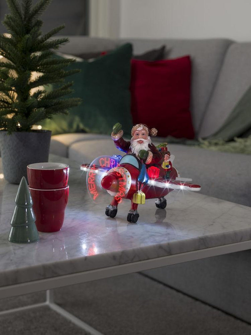 Fly med propell Merry Christmas nisse - Batteridrevet-Julebelysning dekor og pynt-Konstsmide-4200-000-Lightup.no
