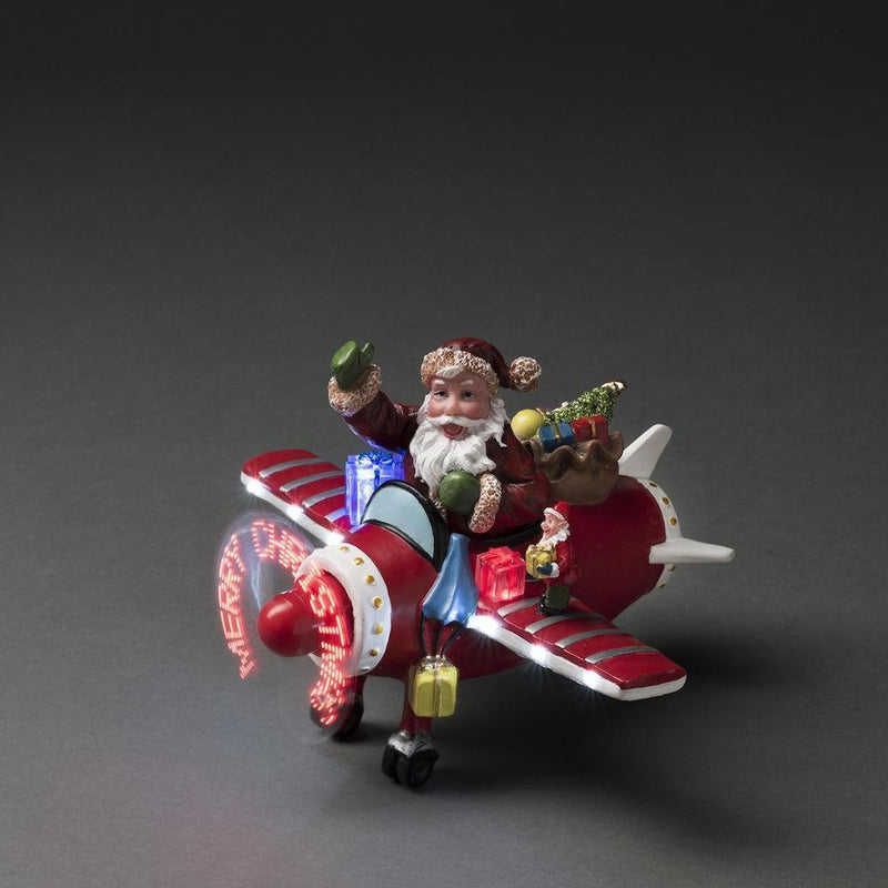 Fly med propell Merry Christmas nisse - Batteridrevet-Julebelysning dekor og pynt-Konstsmide-4200-000-Lightup.no