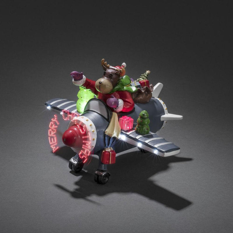 Fly med propell Merry Christmas reinsdyr - Batteridrevet-Julebelysning dekor og pynt-Konstsmide-3436-000-Lightup.no